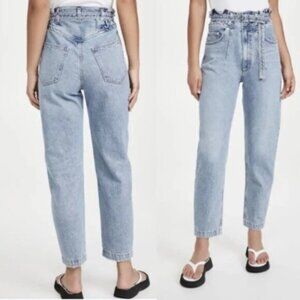 AGOLDE Riya Elasticated High Rise Peg Jeans In Traffic High Rise Cropped…